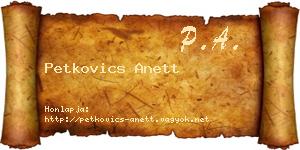 Petkovics Anett névjegykártya