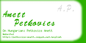 anett petkovics business card